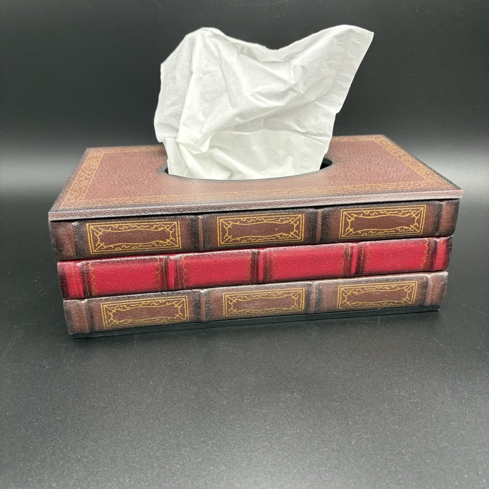 Elegant Wooden Vintage Book Tissue Holder Dispenser/Novelty Napkin Holder 11"